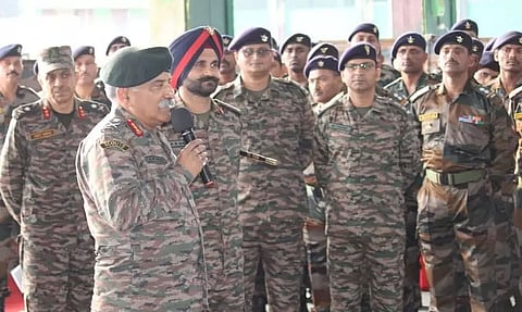 Lt Gen Rana Pratap Kalita interacts with officials in Managaldai