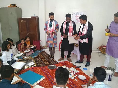 Artists from Bangladesh and West Bengal conduct art workshop at Dhubri Lions Club