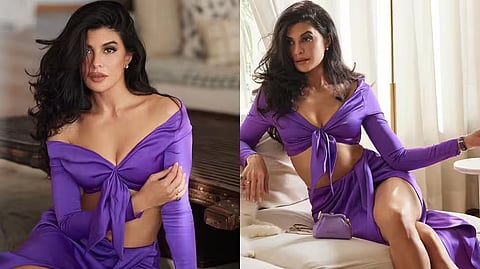Bollywood Actor Jacqueline Fernandez oozes oomph in lavender crop top