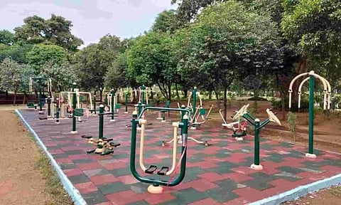 MLA Mutchu, DC Soumya, Director Youth Affairs Linggi inaugurated fitness park