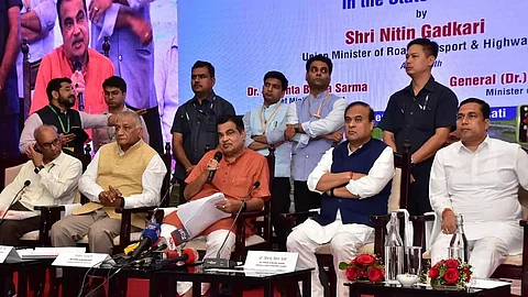Union Road Transport and Highways Minister Nitin Gadkari reviews Kaziranga National Park road