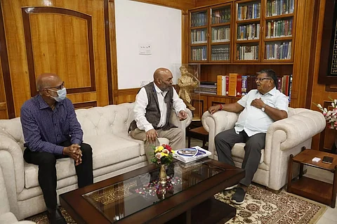 Tezpur University Vice Chancellor Prof. Shambhu Nath Singh calls on Assam Governor Gulab Chand Kataria