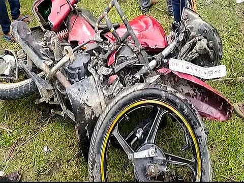 Bike collides head-on with goods-laden truck at Belguri; 3 dead