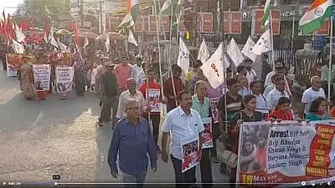 CPI-M, Left women’s bodies stage protest seeking action against WFI chief Brij Bhushan Sharan Singh
