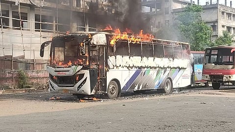 Bus catches fire inside Tinsukia ASTC bus stand; sabotage ruled out