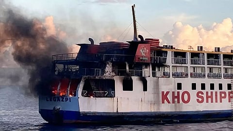 Ship carrying 120 people catches fire off the Philippine island of Bohol