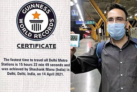 Delhi Researcher Shashank Manu Creates World Record by Covering 286 Metro Stations in 15 Hours