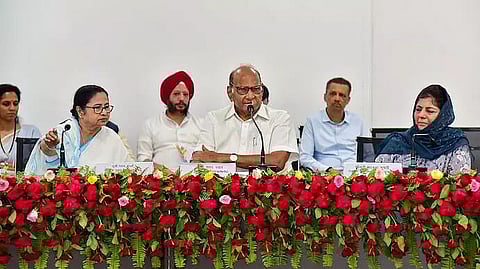 Nationalist Congress Party leader Sharad Pawar announces the next opposition meeting in Bengaluru on July 13 and 14