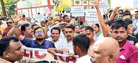 Protest Rally in Silchar Against Delimitation Draft Marches Past Barricades To DC Office