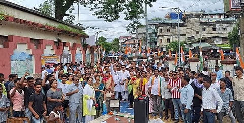 Protest against sky rocketing prices of essential commodities in Tinsukia