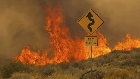 Wildfire raging in California, Nevada