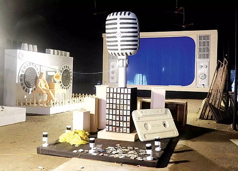 Unique TV, retro music themed puja pandal at Chatribari in Guwahati city