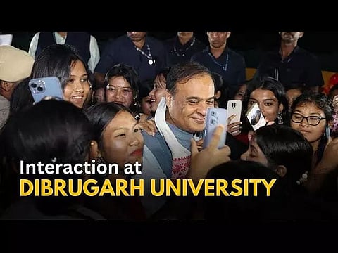 Chief Minister Himanta Biswa Sarma interacts with Dibrugarh University students