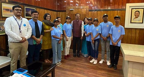 Chandra Mohan Patowary interacts with UNICEF Assam, children of flood-hit districts