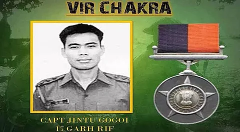 Trophies of Kargil War Martyr Bir Chakra Captain Jintu Gogoi memorial displayed