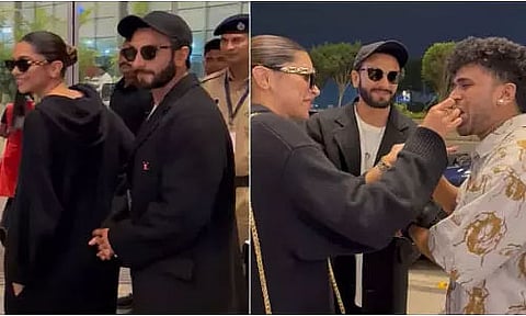 Deepika Padukone cuts birthday cake at Mumbai Airport before flying out with Ranveer Singh
