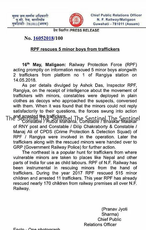 RPF rescues 5 minor boys from traffickers