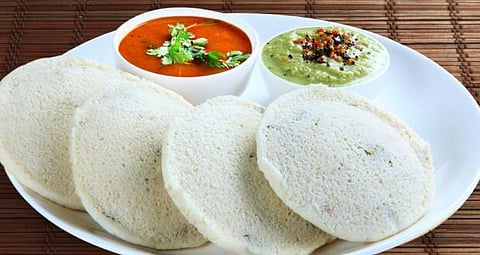 Steamed Semolina Cakes with Spicy Lentils (Idli Sambar)