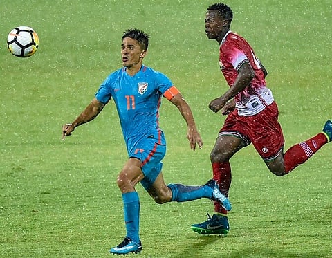 Chhetri double on 100th game helps India beat Kenya