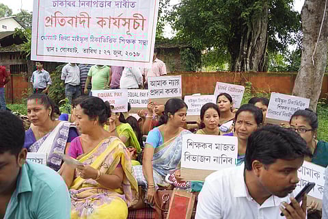 Teachers protest over salary and new service rule announcement