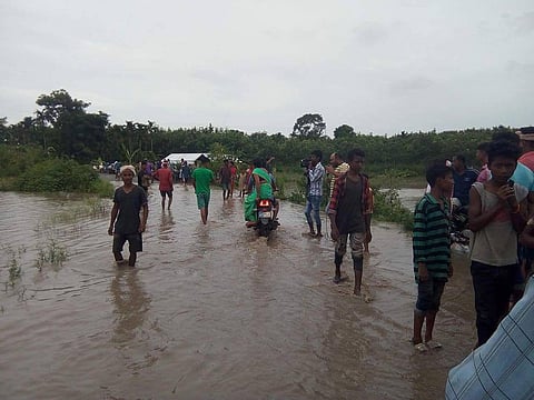 Sudden Increase in The Water Level of Dikhow River Leads to Flood in Konwerpur of Sivasagar, Assam on Tuesday