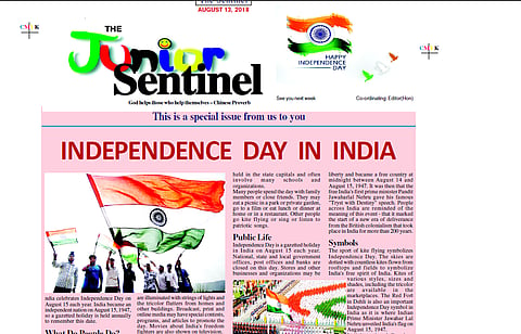 Junior Sentinel supplement. Dated – 13/08/2018