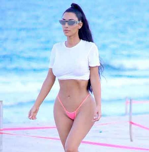 American Reality Television Star Kim Kardashian Shows off Curves