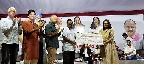 Delhi CM Arvind Kejriwal felicitates Asian Games medallists