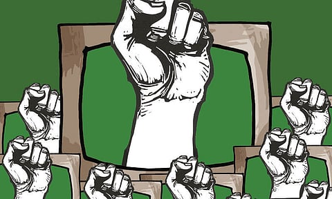 Karbi Anglong Venture College Association (KAVCA) stage dharna