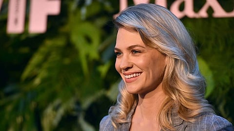 Actress January Jones goes topless for breast cancer awareness