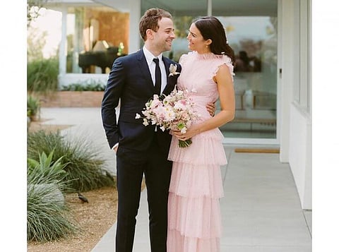 Mandy Moore Gets Married in a Pink Wedding Dress