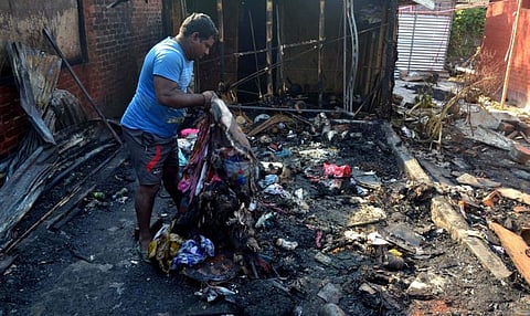 Fire Broke Out At Fancy Bazaar Near Masjid