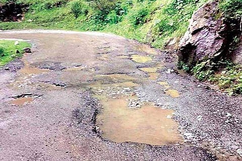 Potholes in NH-39/AH-1 road prove hazardous for visitors to Garampani Wildlife Sanctuary