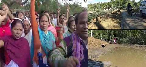 Villagers of Bebejiya under Golaghat district stage protests against ONGC