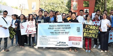 Peaceful Protest By The Research Scholars of Rajiv Gandhi University
