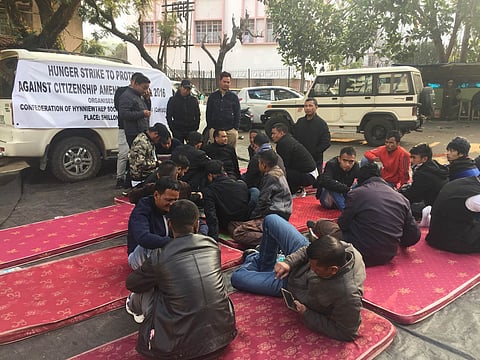 Hynniewtrep Social organization Stages sit-in strike in Shillong