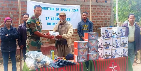 Assam Rifles distributes sports items at Meira Club, Jiribam and CKC Club