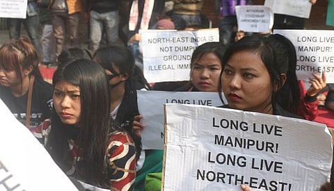 Manipur women vendors staged 12-hour sit-in-demonstration