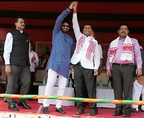 Babul Supriyo campaigns for BJP candidate Rameswar Teli in Tinsukia