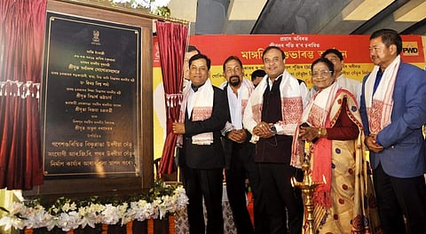 CM Sarbananda Sonowal Lays Foundation of Ganeshguri Flyover Arm