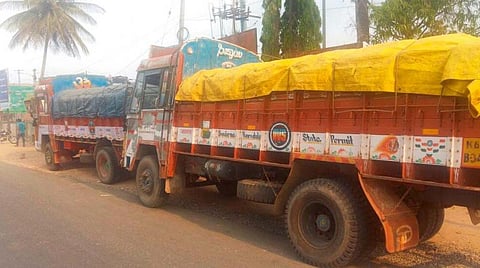 Illegal sand-laden trucks seized at Chaygaon on Tuesday