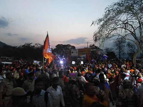 NEDA Convener Himanta Biswa Sarma participates in Grand Padyatra from Sonaram Field in Guwahati