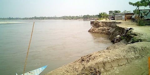 Erosion by Brahmaputra due to the rising water level affects several part of Dhakuakhana