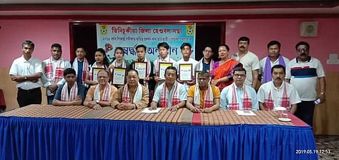 Successful handball players felicitated by Tinsukia District Handball Association at Doomdooma