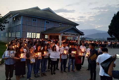 Candle Light March At Rajiv Gandhi University For Tirong Aboh