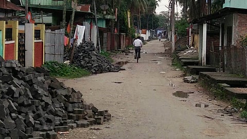 By-lane construction works allotted to BJP activist Manoj Mohali under the Dhekiajuli Municipality Board remain incomplete