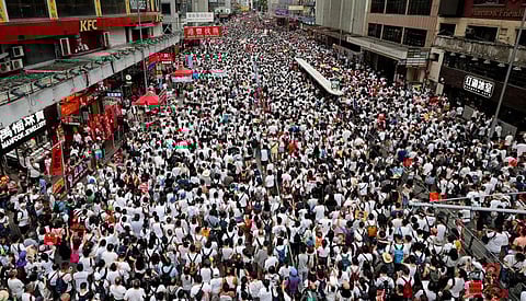 Mass protest staged in Hong Kong over extradition Bill