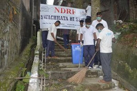 NDRF organizes cleanliness drive at the premises of Kamakhya Temple