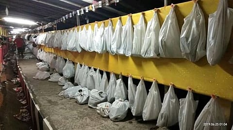 Despite calls to ban plastic in Kamakhya Temple; Plastic bags still used to store shoes!