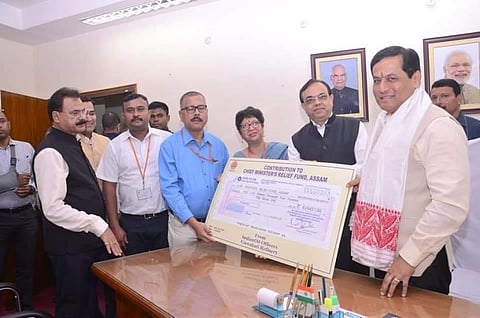 Guwahati Refinery Officers Contribute to CM Relief Fund